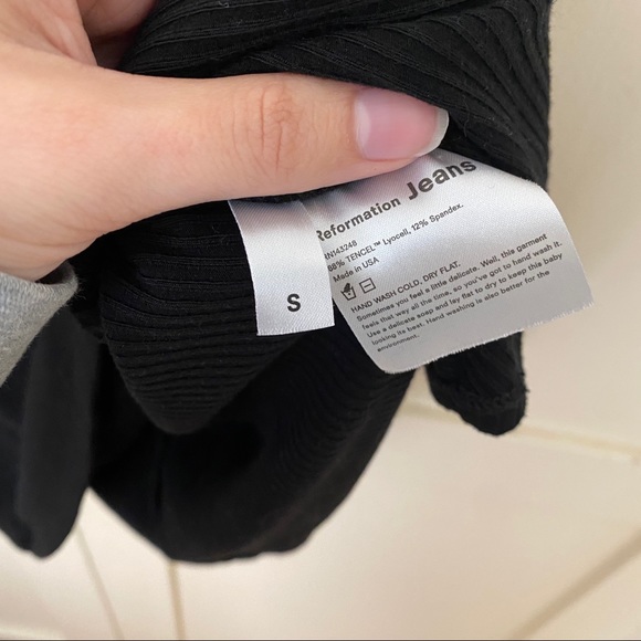 Reformation Ribbed Ruching Tank Black Mini Dress Small - Picture 5 of 7